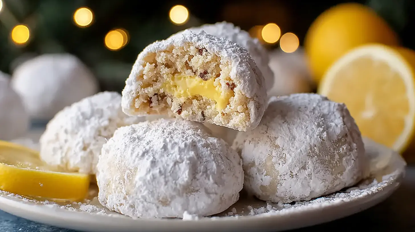Lemon Cream Snowball Cookies: 6 Simple Ways to Enjoy 1 Freshly baked Lemon Cream Snowball Cookies on a serving platter