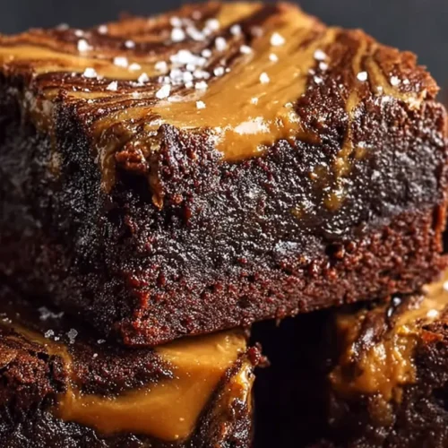 Rich fudgy brownies with a prominent salted butterscotch swirl