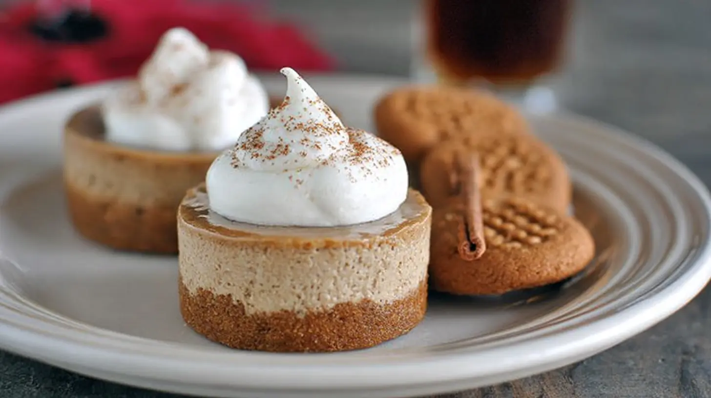 No-Bake Gingerbread Cheesecake Cups: 2-Minute Dessert 1 A trio of delicious no-bake gingerbread cheesecake cups presented artfully.