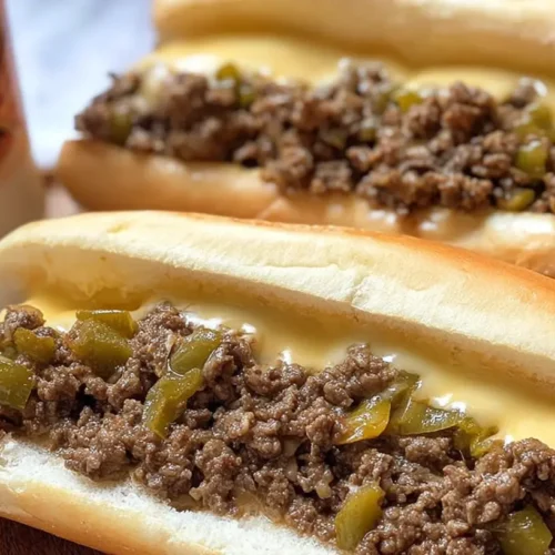 Ground Beef Philly Cheesesteaks: Our 6 Faves 2 A close-up of delicious ground beef Philly cheesesteaks, ready to serve.