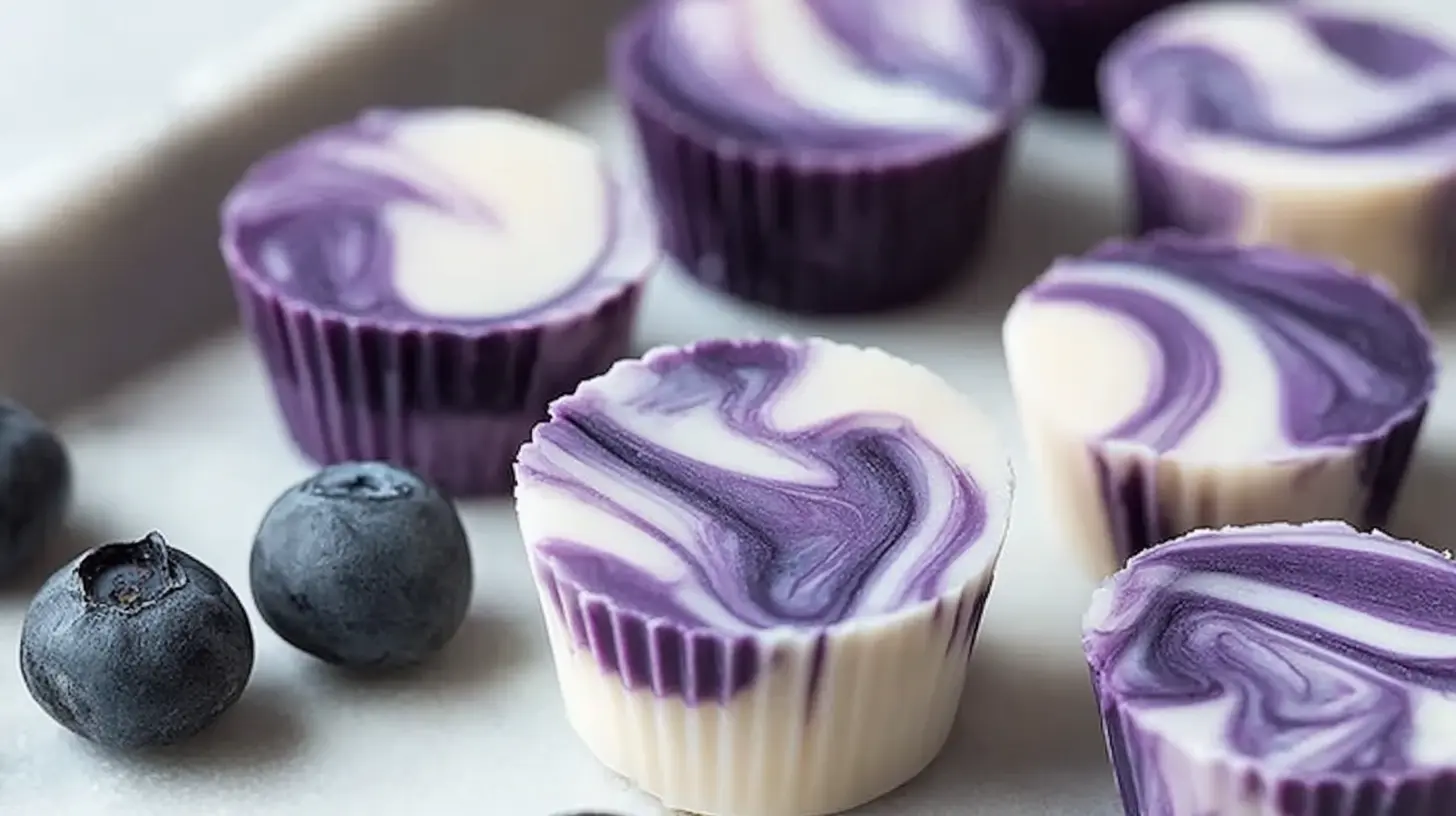 Blueberry Swirl Yogurt Bites: The 3 Best Flavors 1 Variety of blueberry swirl yogurt bites with visible fruit pieces
