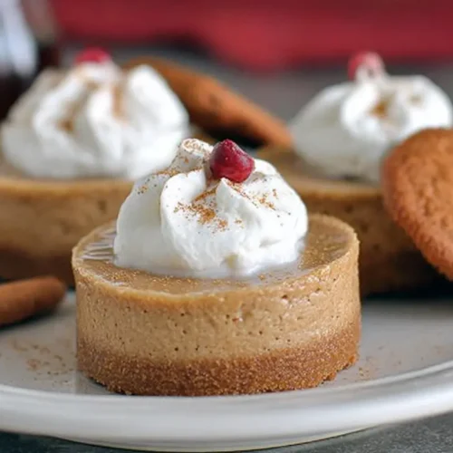 No-Bake Gingerbread Cheesecake Cups: 2-Minute Dessert 2 Four individual no-bake gingerbread cheesecake cups, garnished beautifully, on a light background.