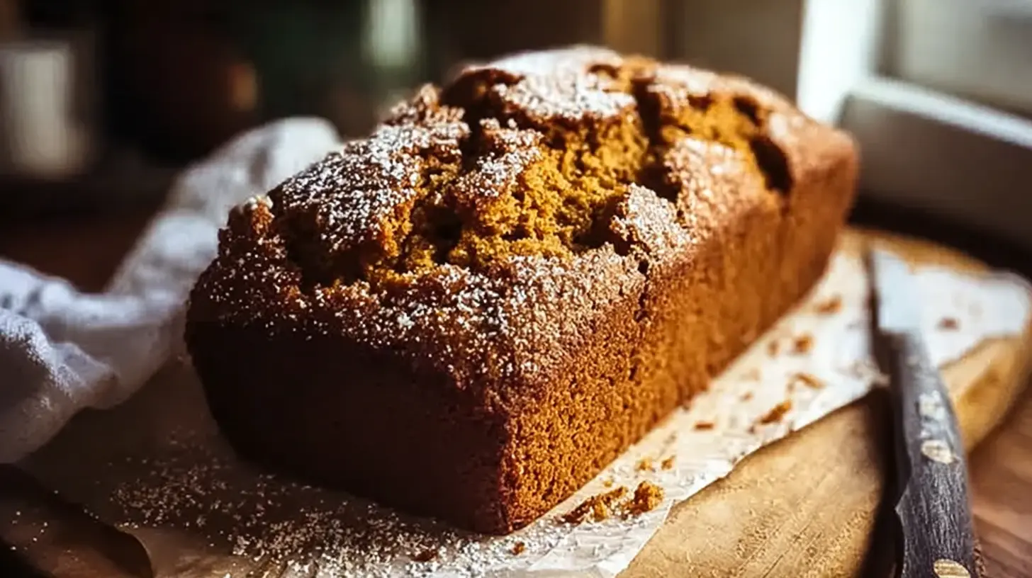 Easy Pumpkin Bread: Your 5-Minute Fall Favorite 1 Deliciously moist easy pumpkin bread sliced on a cutting board.