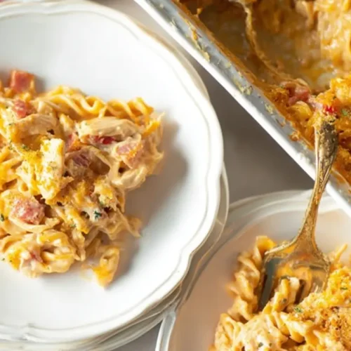 Rotel Chicken Pasta Cheese: 3 Dinners in 1 Hour 2 A serving of Rotel chicken pasta cheese with melted cheddar