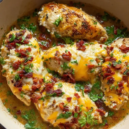 A delicious prepared crack chicken with creamy sauce.