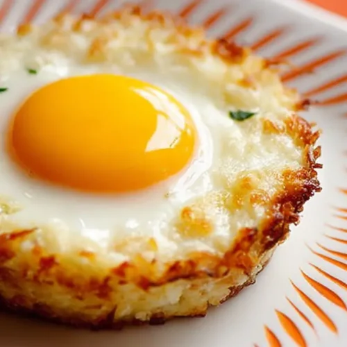 Plate of freshly prepared Eggs Napoleon with hollandaise sauce