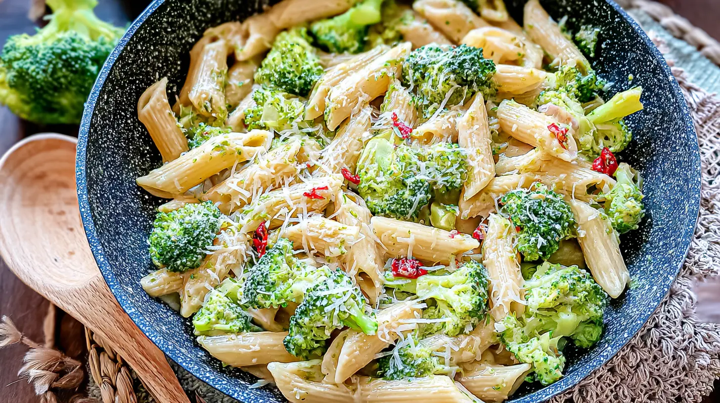 Easy Healthy Broccoli Pasta: 7 Quick Weeknight Dinners 1 Healthy broccoli pasta, freshly made and ready to serve.