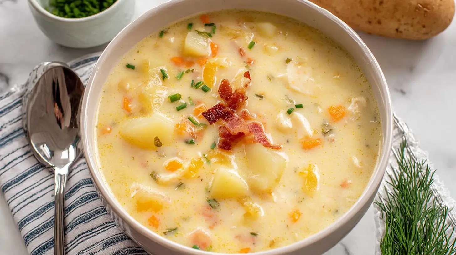 EASY Crockpot Potato Soup: Why It's Your New Favorite 1-Pot Meal 1 Creamy crockpot potato soup simmering to perfection with simple ingredients.