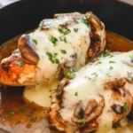 Delicious Texas Roadhouse chicken smothered in cheese sauce and Jack cheese.