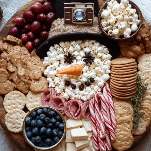 Charcuterie Board Shaped Like a Snowman: 3 DIY Steps 2 A whimsical charcuterie board shaped like a charming snowman, adorned with various cheeses and meats.