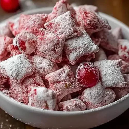 Cherry Cheesecake Puppy Chow: 5 Best Ways to Make It 2 A vibrant pile of Cherry Cheesecake Puppy Chow snack mix
