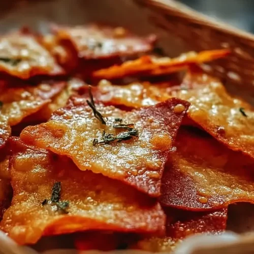 Crispy Pizza Chips: 4 Steps to Perfect Snacking 2 A bowl of crispy pizza chips next to a small dish of marinara sauce