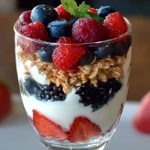 Greek Yogurt Berry: Best 8 Refreshing Desserts 2 A bowl of fresh Greek yogurt topped with a variety of colorful berries.