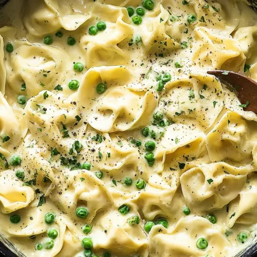 Lemon Ricotta Tortellini with Peas — light creamy sauce, extra protein. 4 Simple Swaps! 2 Lemon ricotta tortellini with peas in a light creamy sauce
