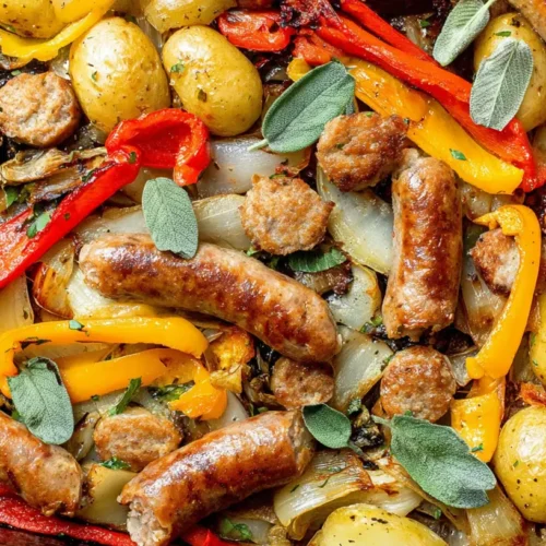 Sheet Pan Sausage, Peppers & Baby Potatoes — simple weeknight staple: 4 Dinner Ideas 2 A simple sheet pan meal featuring sausage, peppers, and baby potatoes baked to perfection.