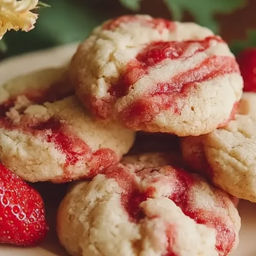 Strawberry Cheesecake Cookies: 9 Quick Tips 2 A close-up of a strawberry cheesecake cookie with a creamy filling and fresh strawberry pieces.