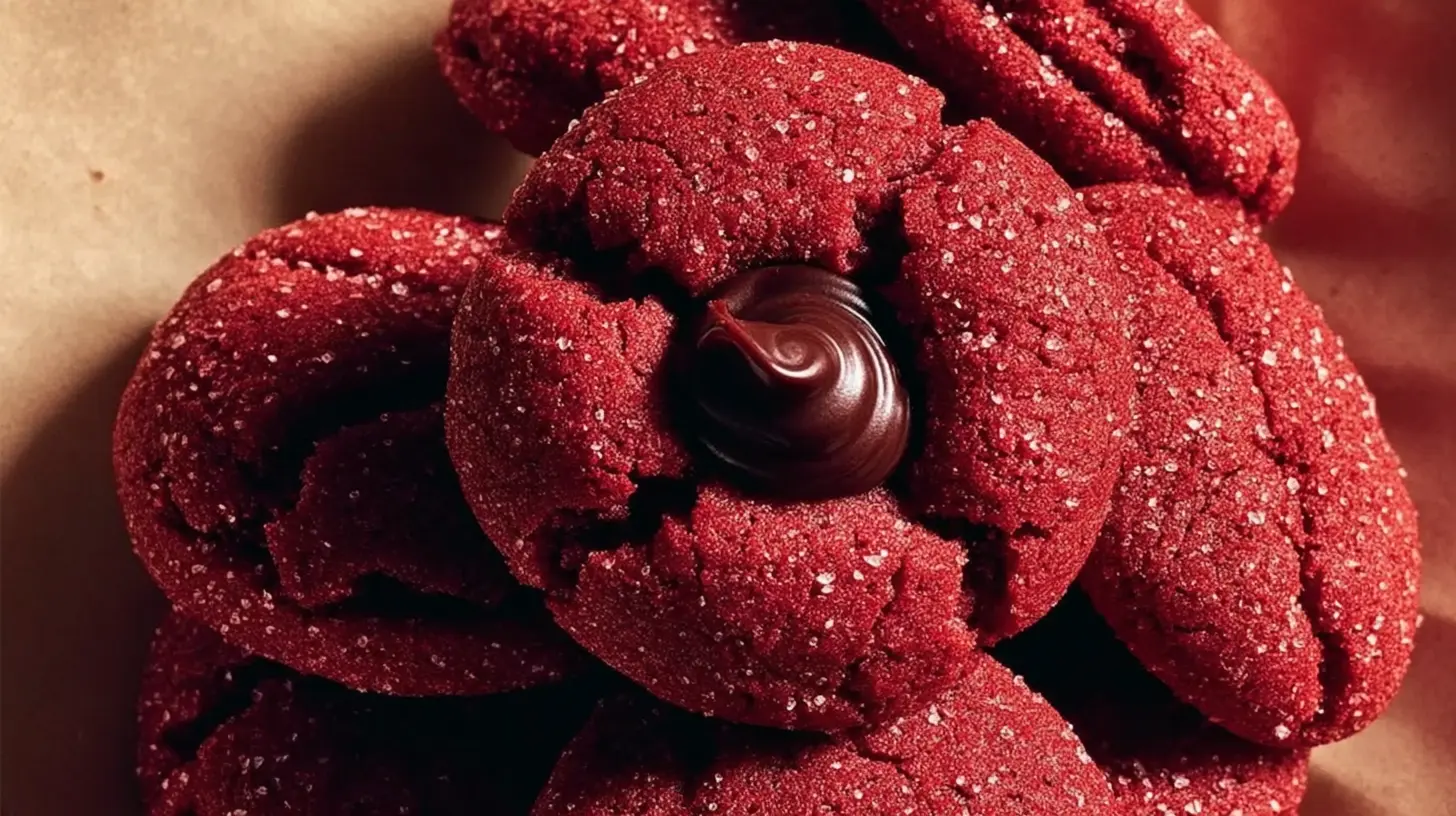 Red Velvet Kiss Cookies: 5 Best Recipes! 1 Festive Red Velvet Kiss Cookies arranged beautifully on a serving tray