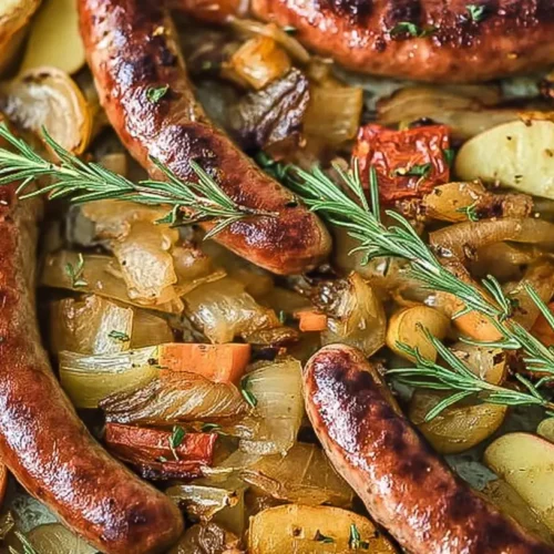 Autumn Sausage and Apple Dinner: 9 Delicious Ways. 2 A rustic autumn sausage and apple dinner served in a skillet with herbs.