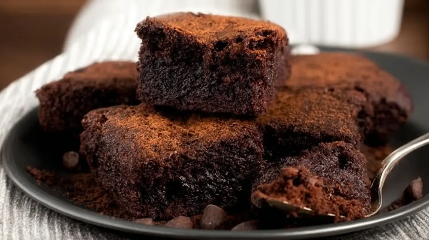 Decadent individual chocolate brownies, garnished for serving.