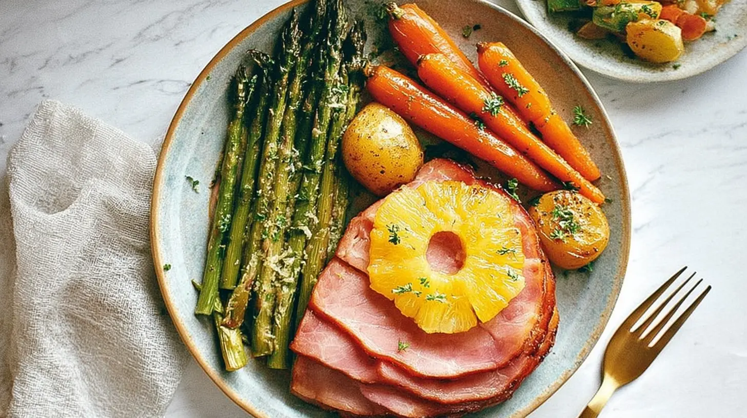 Easter Ham Dinner Recipe: The 9 Ultimate Sides 1 A fully prepared Easter ham as the centerpiece for a holiday dinner.