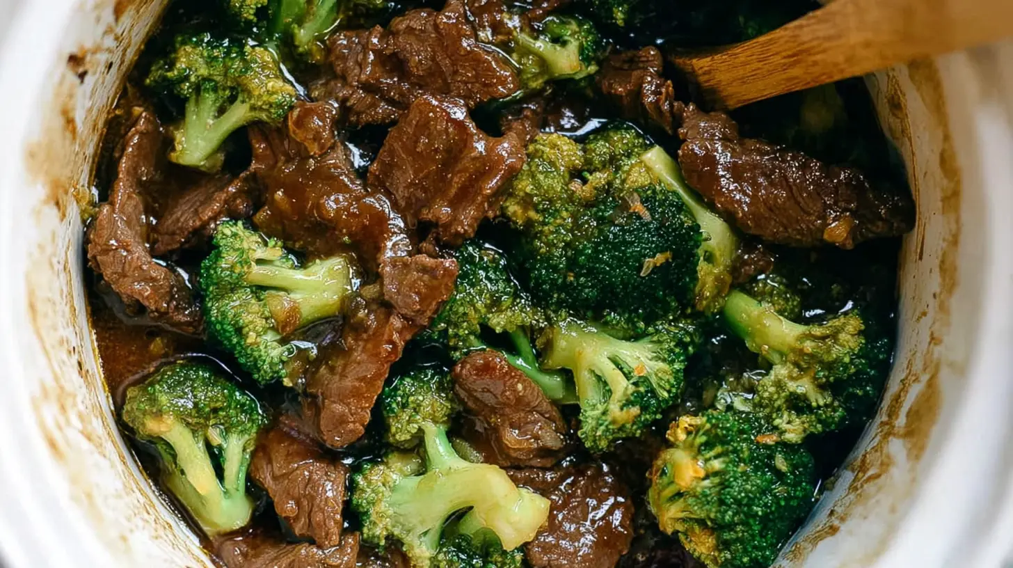 Crockpot Beef and Broccoli: Unlock 2 Flavor Secrets 1 Tender beef and crisp broccoli simmered in a crockpot, showcasing the rich sauce.