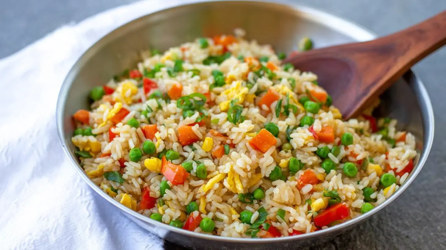 Fast Veggie Fried Rice Dinner: The 5 Best Reasons 1 Close-up of easy veggie fried rice dinner, steaming hot and freshly cooked