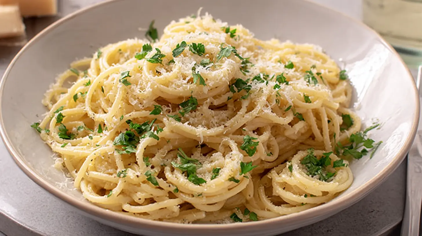 Garlic Butter Pasta Dinner: 9 Delicious Reasons 1 Delicious garlic butter pasta served in a white bowl, ready for dinner.