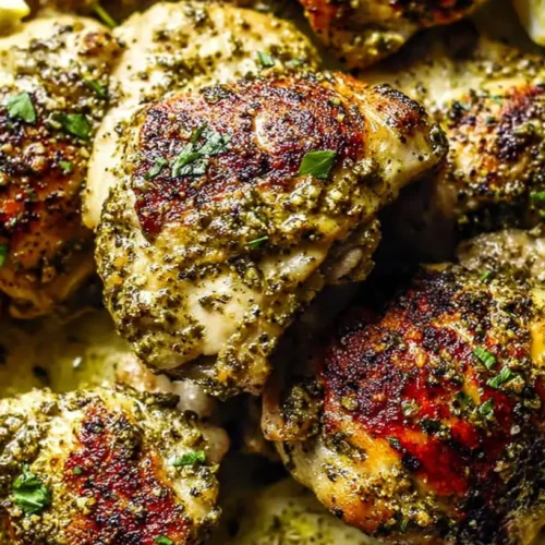 A plate of delicious and easy weeknight chicken thighs, ready to serve.