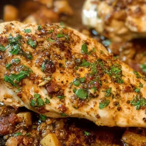 Simple Garlic Butter Chicken Recipe: How to Make it 1st 2 A simple garlic butter chicken recipe on a cutting board with herbs