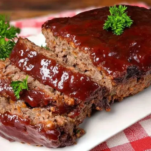 A well-rounded balanced meatloaf dinner presented on a white plate with sides.
