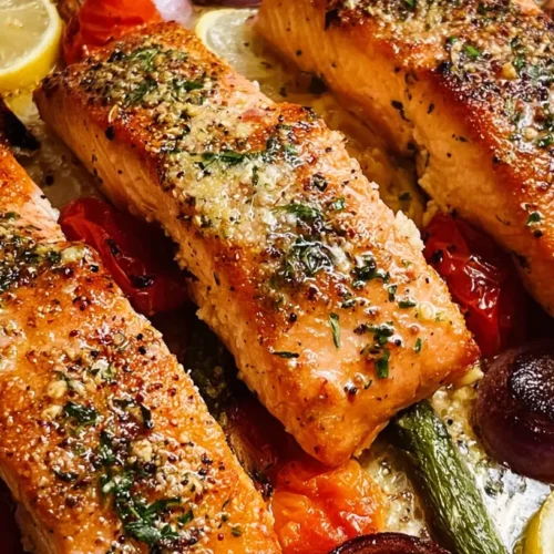 Healthy Baked Salmon with Vegetables: 9 Simple Secrets 2 A plate of healthy baked salmon with colorful roasted vegetables