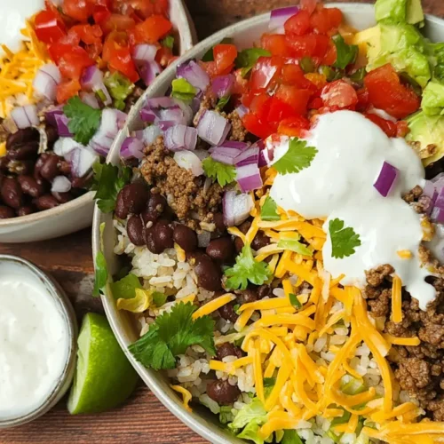 Healthy Ground Beef Taco Bowl: 10 Meal Prep Tips 2 A vibrant and healthy ground beef taco bowl with fresh toppings.