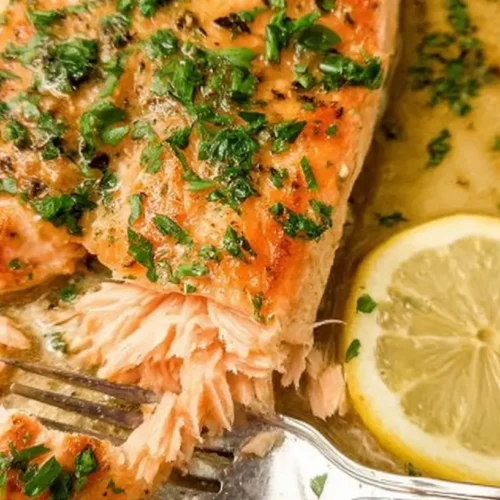 No-Fuss Baked Salmon: 6 Health Benefits You Need 2 A perfectly cooked piece of no-fuss baked salmon, flaked and ready to eat.