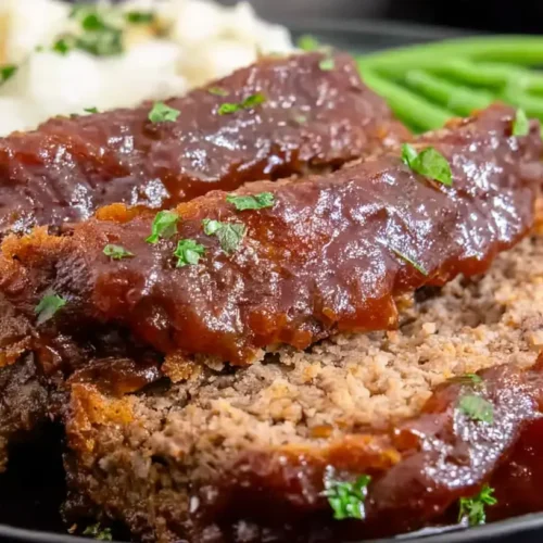 A freshly baked simple meatloaf for beginners, golden brown and ready to serve.