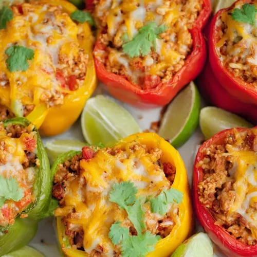 Healthy Ground Turkey Stuffed Peppers: 7 Great Reasons 2 Healthy ground turkey stuffed peppers baked to perfection